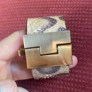 Leighelena genuine python brown beige Gold Buckle Bracelet